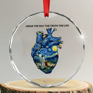 Jesus Christian Starry Night Crystal Glass Ornament The Way The Truth The Life TS14 Transparent Glass 3'' Circle Print Your Wear
