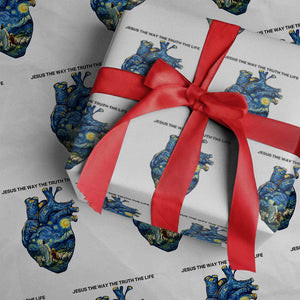Jesus Christian Starry Night Wrapping Paper Roll The Way The Truth The Life TS14 White Print Your Wear