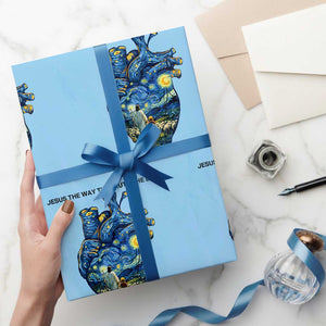 Jesus Christian Starry Night Wrapping Paper Roll The Way The Truth The Life TS14 Light Blue Print Your Wear