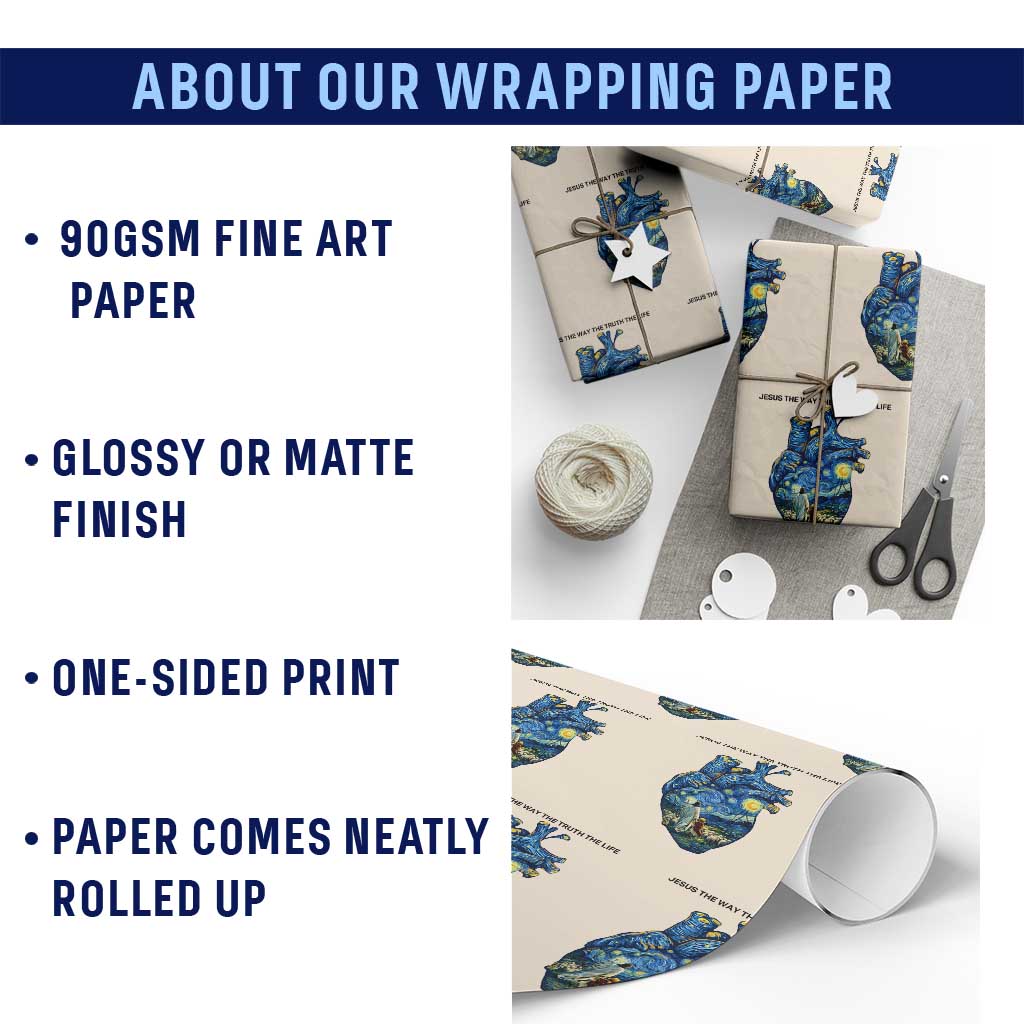 Jesus Christian Starry Night Wrapping Paper Roll The Way The Truth The Life TS14 Print Your Wear