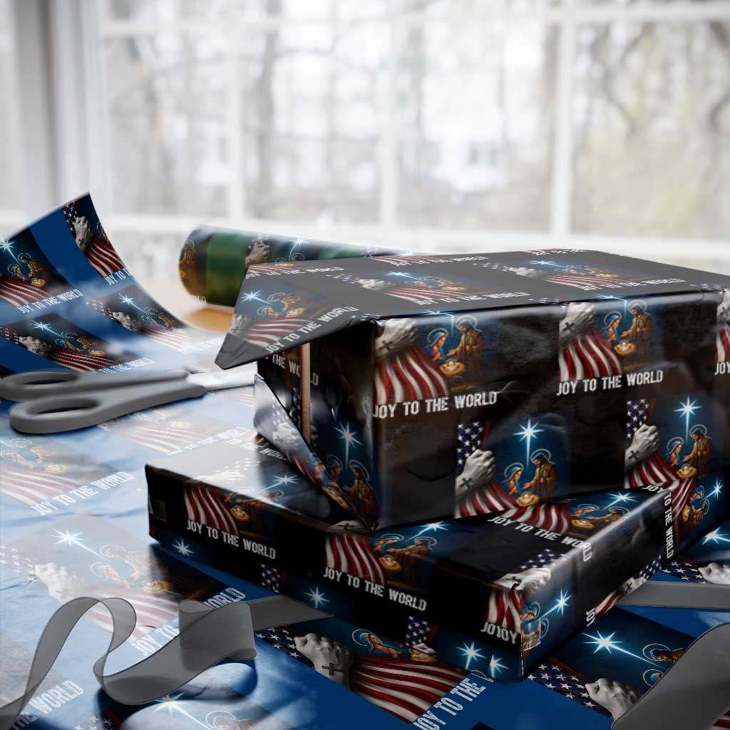 Jesus Christian Wrapping Paper Roll American Flag Joy To The World Christmas TS14 Black Print Your Wear