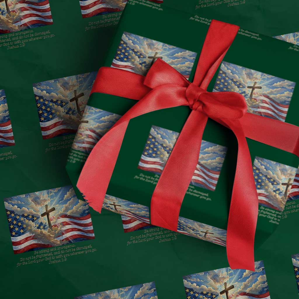 Jesus Christian Wrapping Paper Roll American Flag Religious Cross Bible Verse Faith Inspirational TS14 Green Print Your Wear
