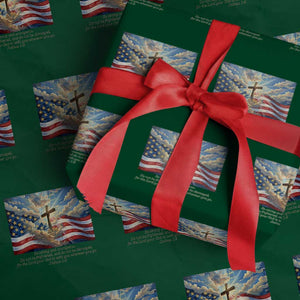 Jesus Christian Wrapping Paper Roll American Flag Religious Cross Bible Verse Faith Inspirational TS14 Green Print Your Wear