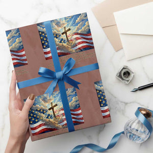 Jesus Christian Wrapping Paper Roll American Flag Religious Cross Bible Verse Faith Inspirational TS14 Mocha Print Your Wear