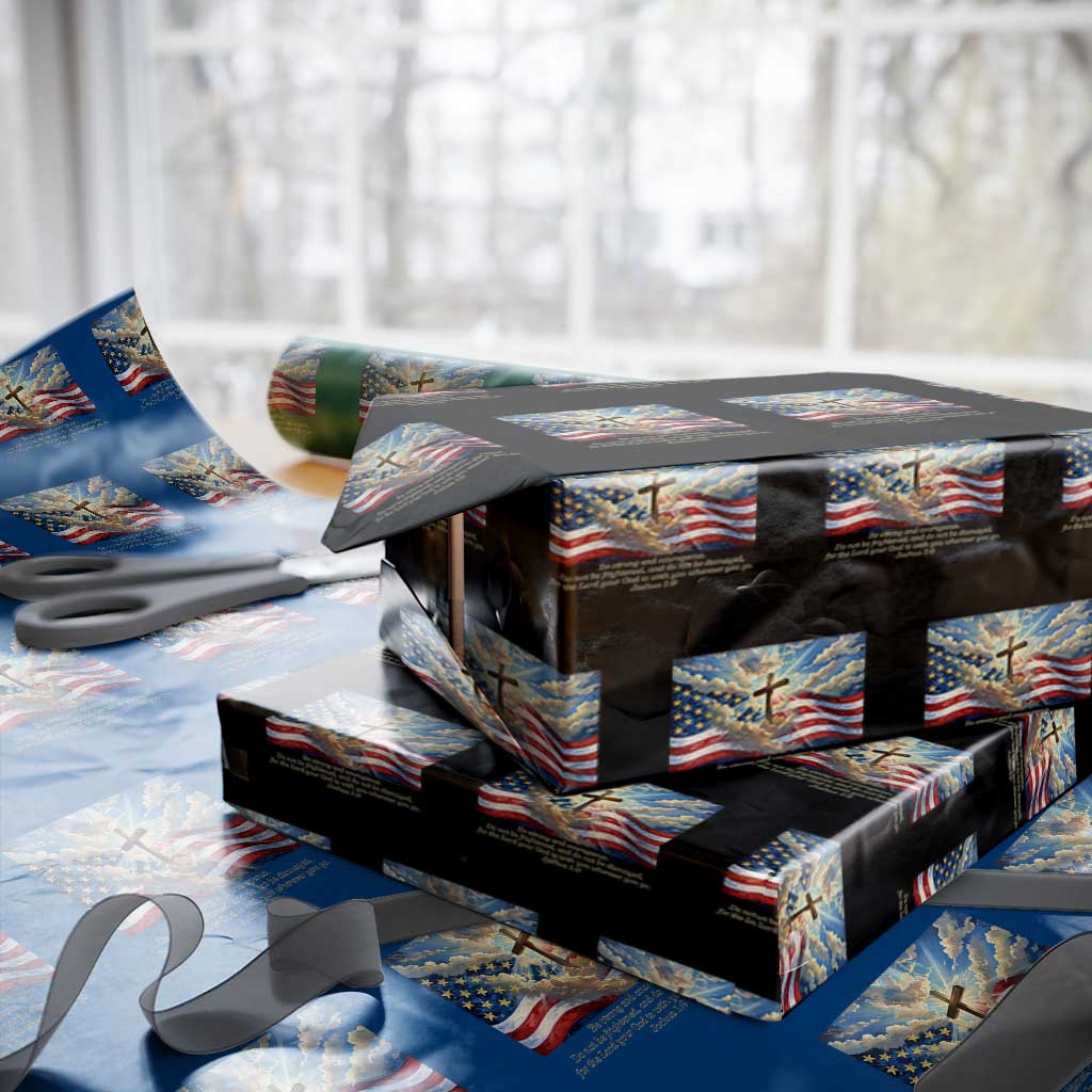 Jesus Christian Wrapping Paper Roll American Flag Religious Cross Bible Verse Faith Inspirational TS14 Black Print Your Wear