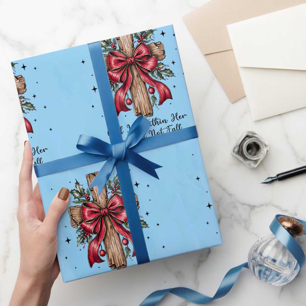Jesus Christian Wrapping Paper Roll Cross Bible Verse Inspirational Christmas TS14 Light Blue Print Your Wear