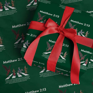 Jesus Christian Wrapping Paper Roll Cross Bible Verse Matthew 2:13 TS14 Green Print Your Wear