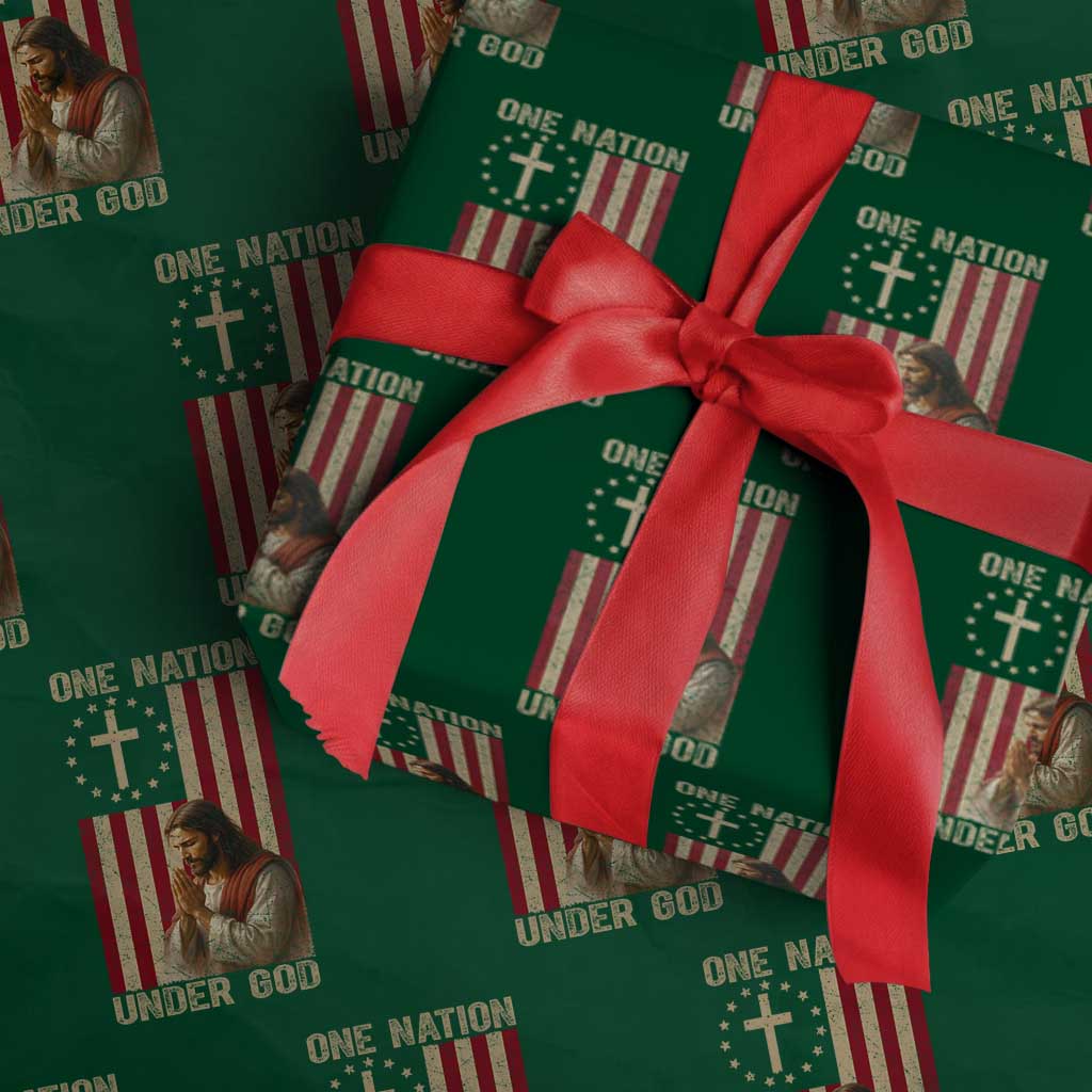 Jesus Christian Wrapping Paper Roll One Nation Under God TS14 Green Print Your Wear