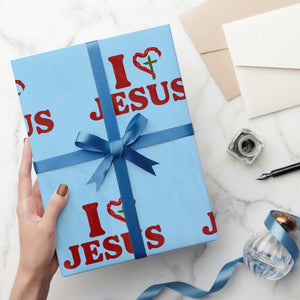 Jesus Christian Wrapping Paper Roll Religious Faith Inspirational Bible Verse TS14 Light Blue Print Your Wear