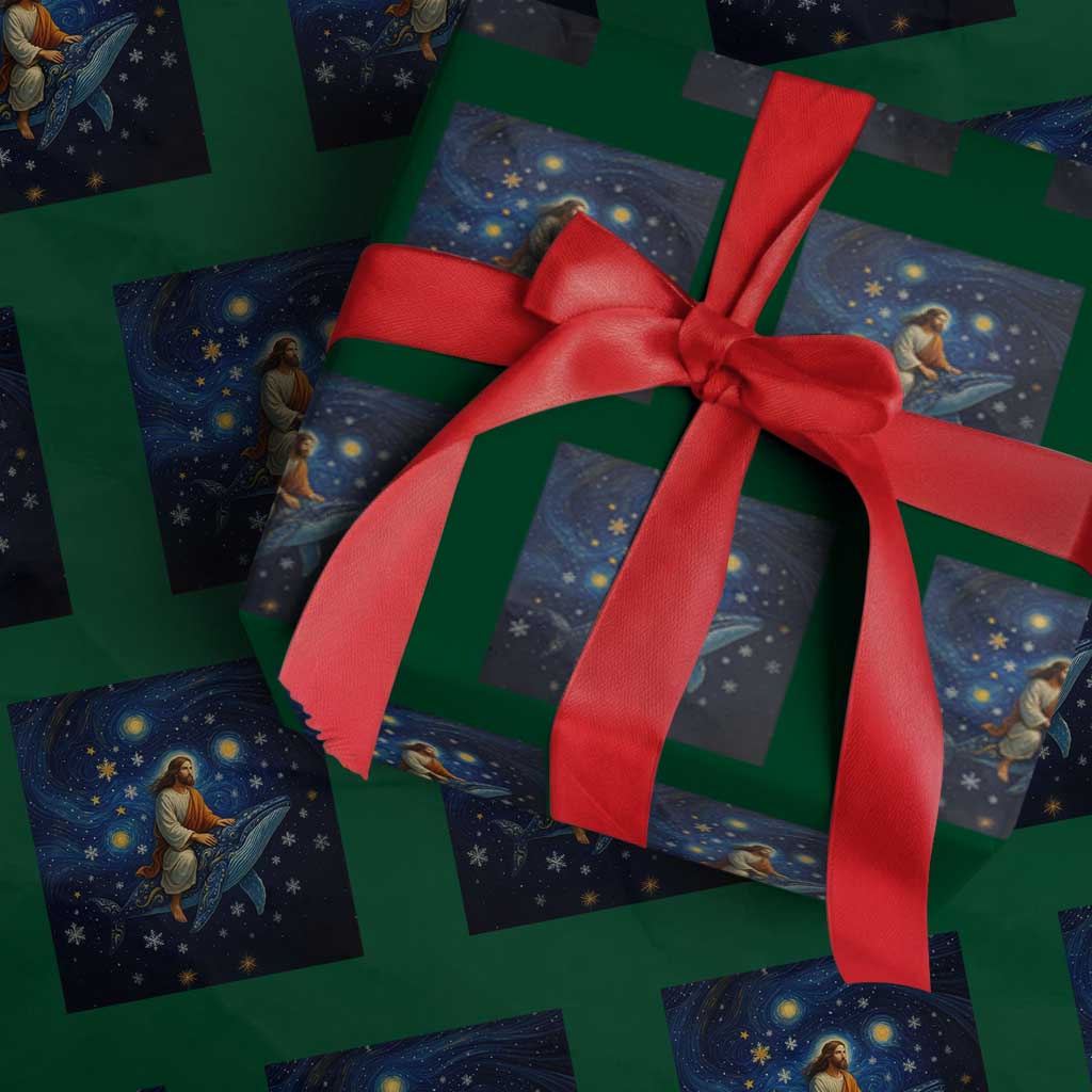 Jesus Christian Wrapping Paper Roll Stary Night Van Gogh Christmas TS14 Green Print Your Wear