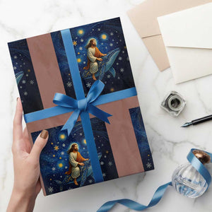 Jesus Christian Wrapping Paper Roll Stary Night Van Gogh Christmas TS14 Mocha Print Your Wear