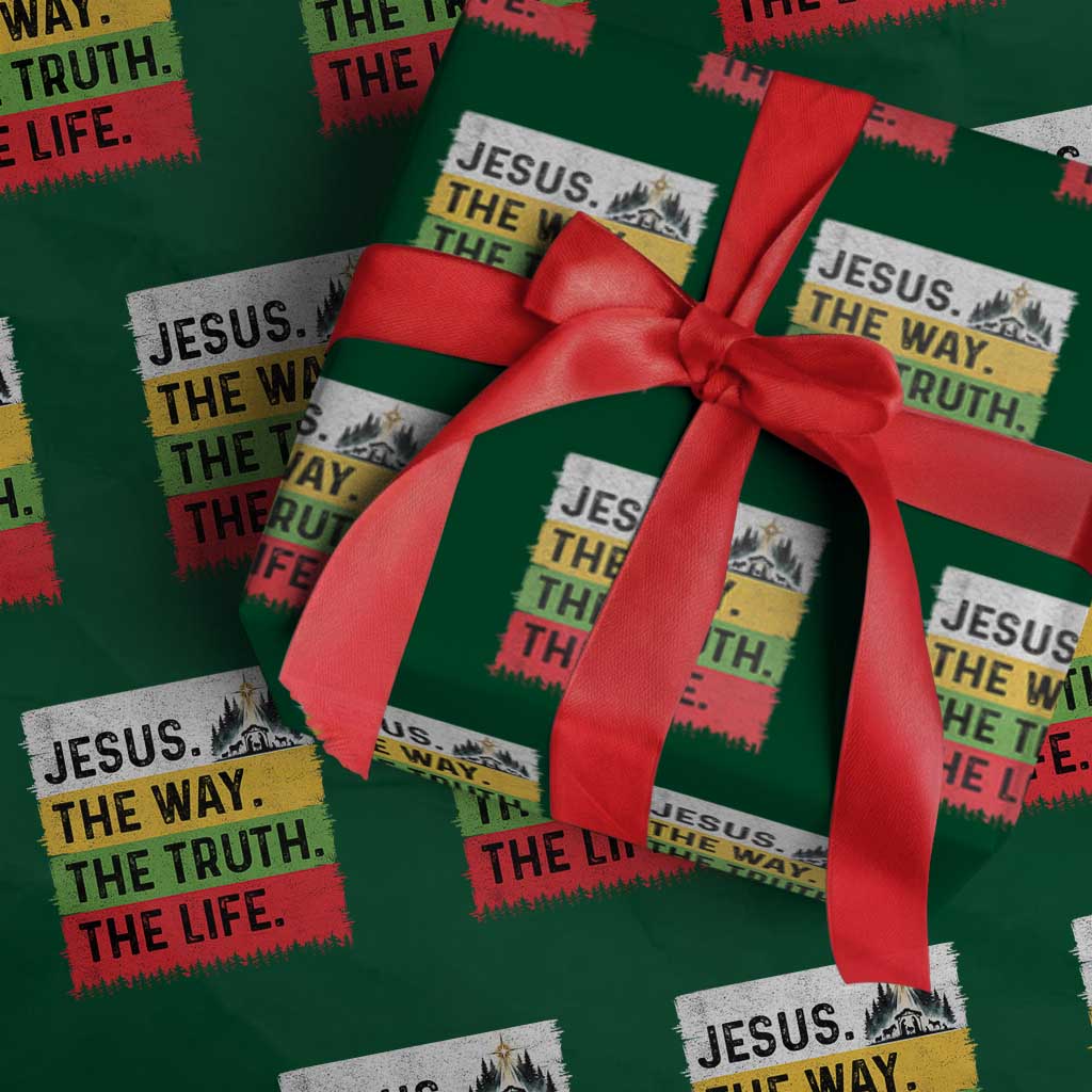 Jesus Christian Wrapping Paper Roll The Way The Truth The Life Nativity Scene TS14 Green Print Your Wear
