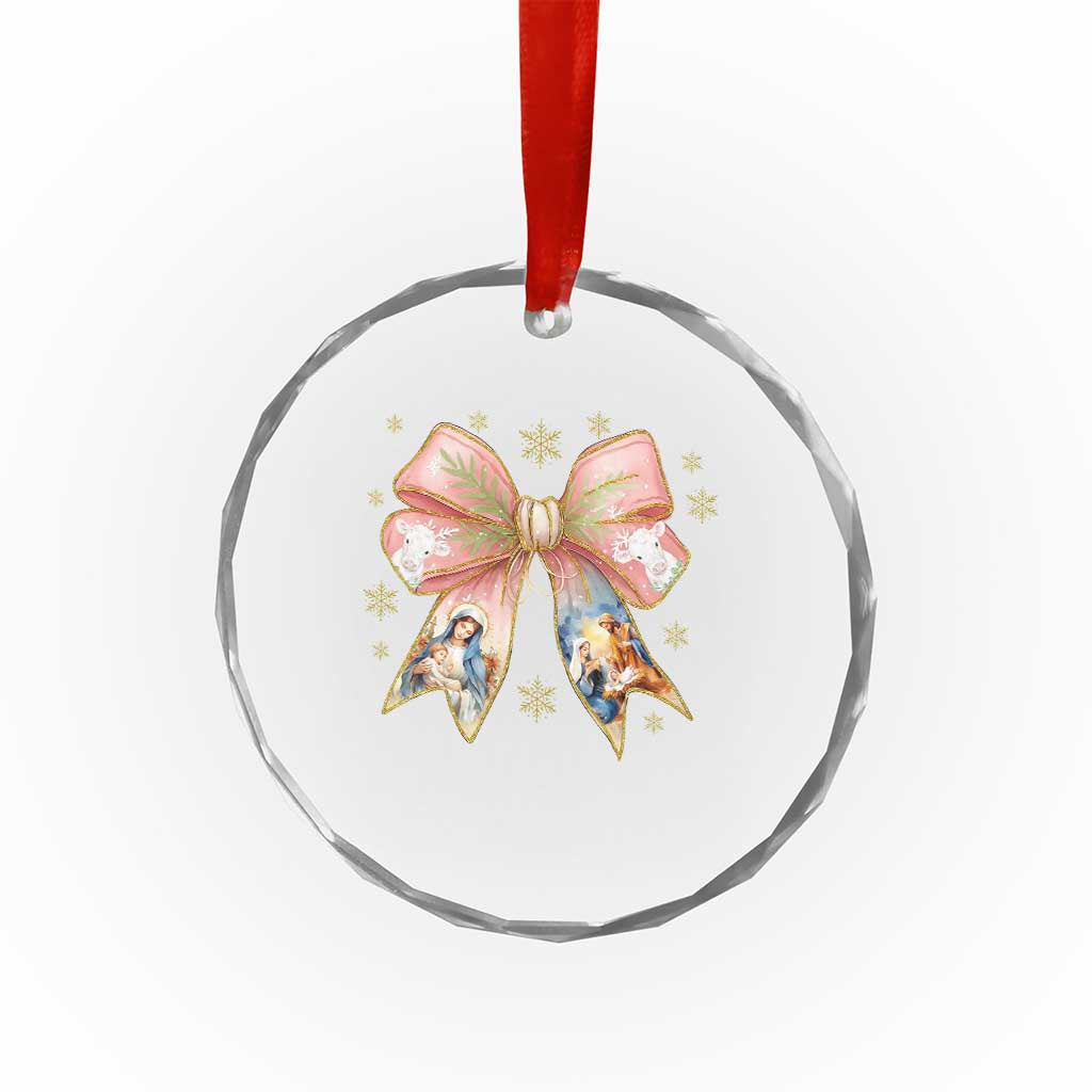 Jesus Christmas Coquette Bow Nativity Bible Verse Christian Crystal Glass Ornament TS11 Print Your Wear
