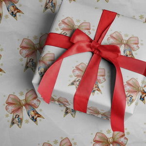 Jesus Christmas Coquette Bow Nativity Bible Verse Christian Wrapping Paper Roll TS11 White Print Your Wear