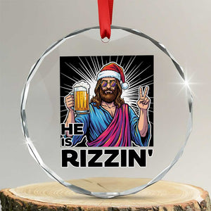 Jesus Christmas Crystal Glass Ornament Funny Drinking Beer Xmas Holiday TS14 Transparent Glass 3'' Circle Print Your Wear