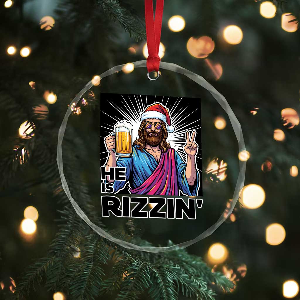 Jesus Christmas Crystal Glass Ornament Funny Drinking Beer Xmas Holiday TS14 Print Your Wear