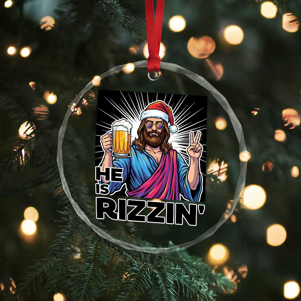 Jesus Christmas Crystal Glass Ornament Funny Drinking Beer Xmas Holiday TS14 Print Your Wear