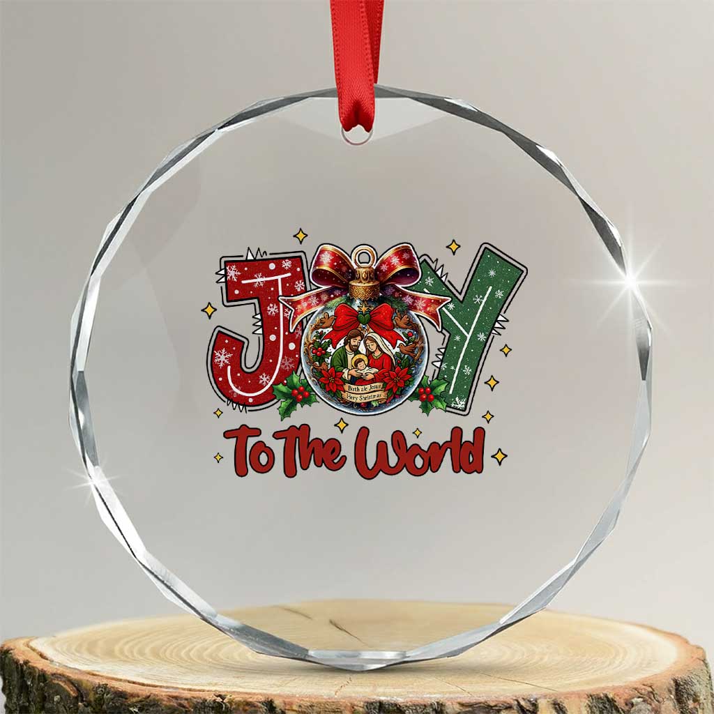 Jesus Christmas Crystal Glass Ornament Joy To The World TS14 Transparent Glass 3'' Circle Print Your Wear