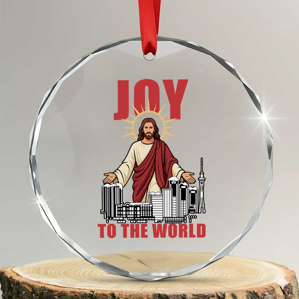 Jesus Christmas Crystal Glass Ornament Joy To The World Christian TS14 Transparent Glass 3'' Circle Print Your Wear