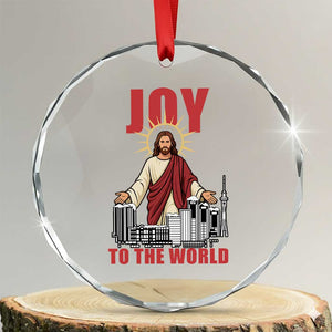 Jesus Christmas Crystal Glass Ornament Joy To The World Christian TS14 Transparent Glass 3'' Circle Print Your Wear