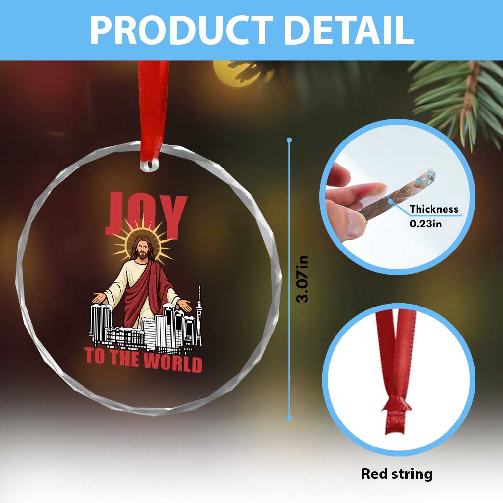 Jesus Christmas Crystal Glass Ornament Joy To The World Christian TS14 Print Your Wear