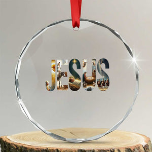 Jesus Christmas Crystal Glass Ornament Nativity Holy Night Christian Faith TS14 Transparent Glass 3'' Circle Print Your Wear
