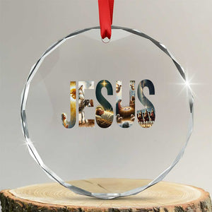 Jesus Christmas Crystal Glass Ornament Nativity Holy Night Christian Faith TS14 Transparent Glass 3'' Circle Print Your Wear