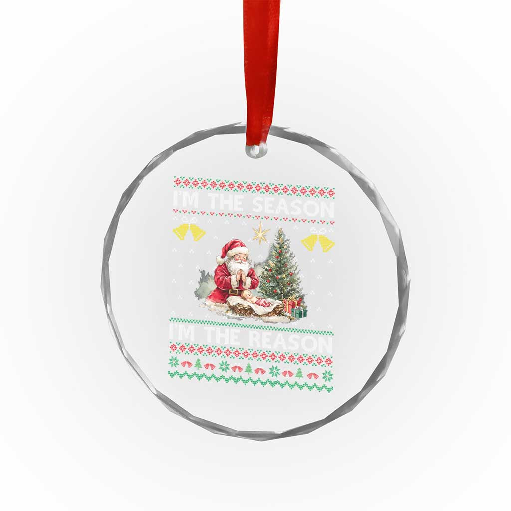 Jesus Christmas Crystal Glass Ornament Santa With Jesus Baby Reason Xmas TS14 Print Your Wear