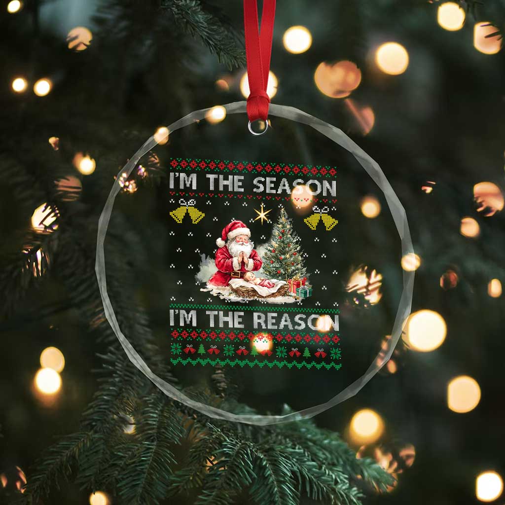Jesus Christmas Crystal Glass Ornament Santa With Jesus Baby Reason Xmas TS14 Print Your Wear