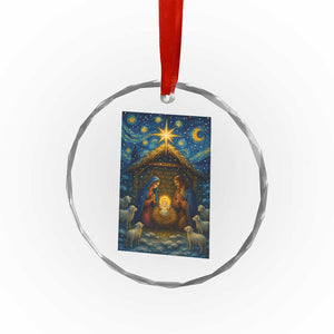 Jesus Christmas Crystal Glass Ornament Starry Night Nativity Scene Xmas TS14 Print Your Wear
