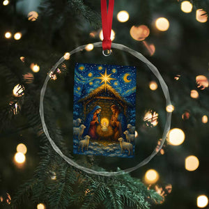 Jesus Christmas Crystal Glass Ornament Starry Night Nativity Scene Xmas TS14 Print Your Wear