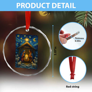 Jesus Christmas Crystal Glass Ornament Starry Night Nativity Scene Xmas TS14 Print Your Wear