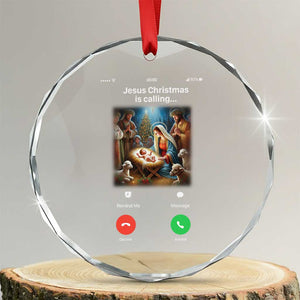 Jesus Christmas Crystal Glass Ornament Video Call Nativity Scene Funny Christian Xmas TS14 Transparent Glass 3'' Circle Print Your Wear