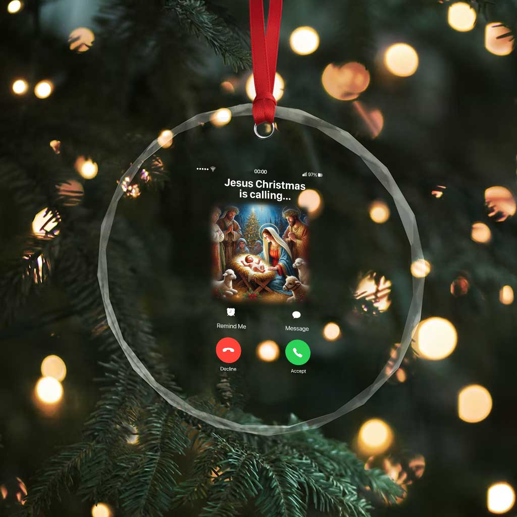 Jesus Christmas Crystal Glass Ornament Video Call Nativity Scene Funny Christian Xmas TS14 Print Your Wear