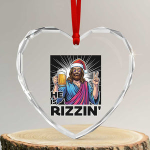 Jesus Christmas Heart Crystal Glass Ornament Funny Drinking Beer Xmas Holiday TS14 Transparent Glass 3'' Heart Print Your Wear