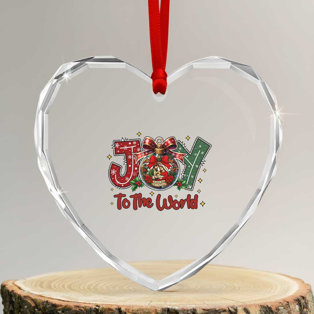 Jesus Christmas Heart Crystal Glass Ornament Joy To The World TS14 Transparent Glass 3'' Heart Print Your Wear