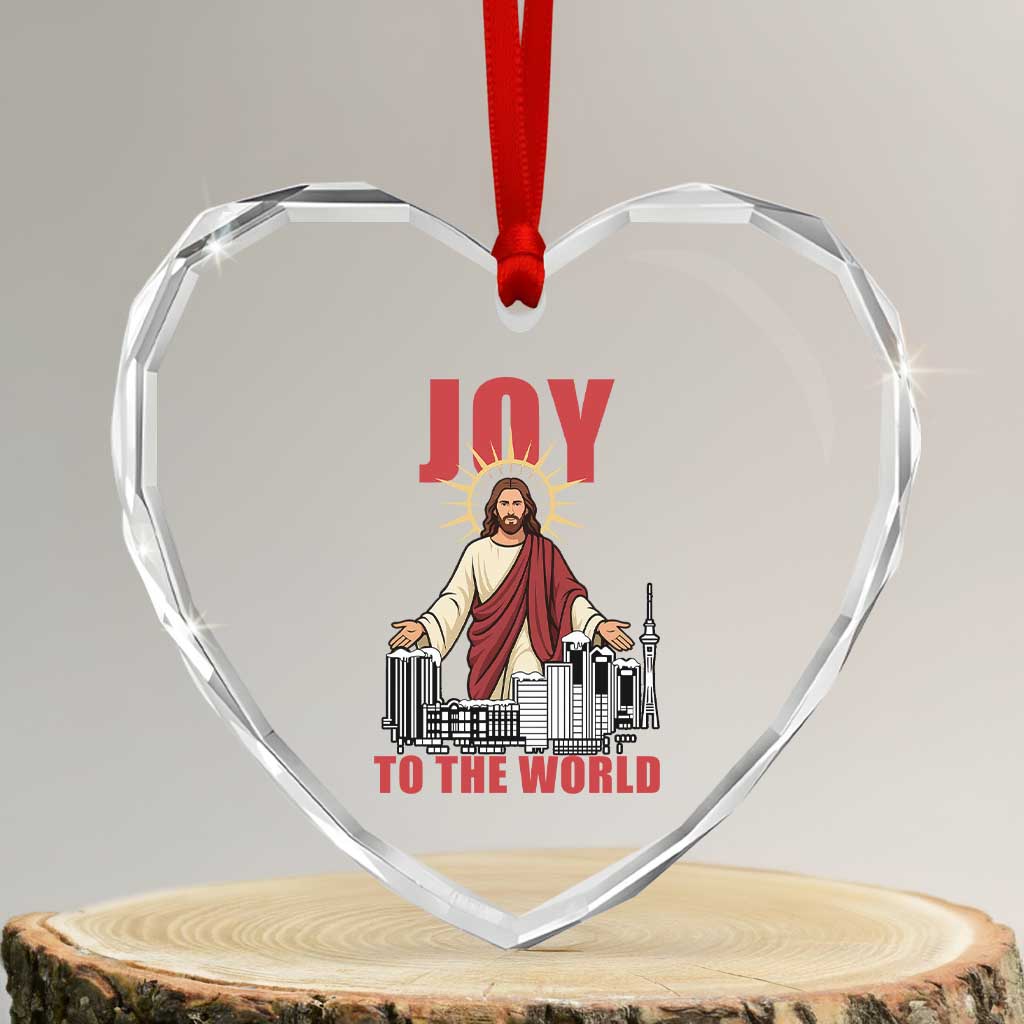 Jesus Christmas Heart Crystal Glass Ornament Joy To The World Christian TS14 Transparent Glass 3'' Heart Print Your Wear
