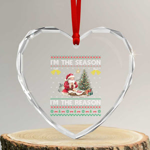Jesus Christmas Heart Crystal Glass Ornament Santa With Jesus Baby Reason Xmas TS14 Transparent Glass 3'' Heart Print Your Wear