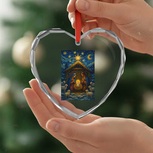 Jesus Christmas Heart Crystal Glass Ornament Starry Night Nativity Scene Xmas TS14 Print Your Wear