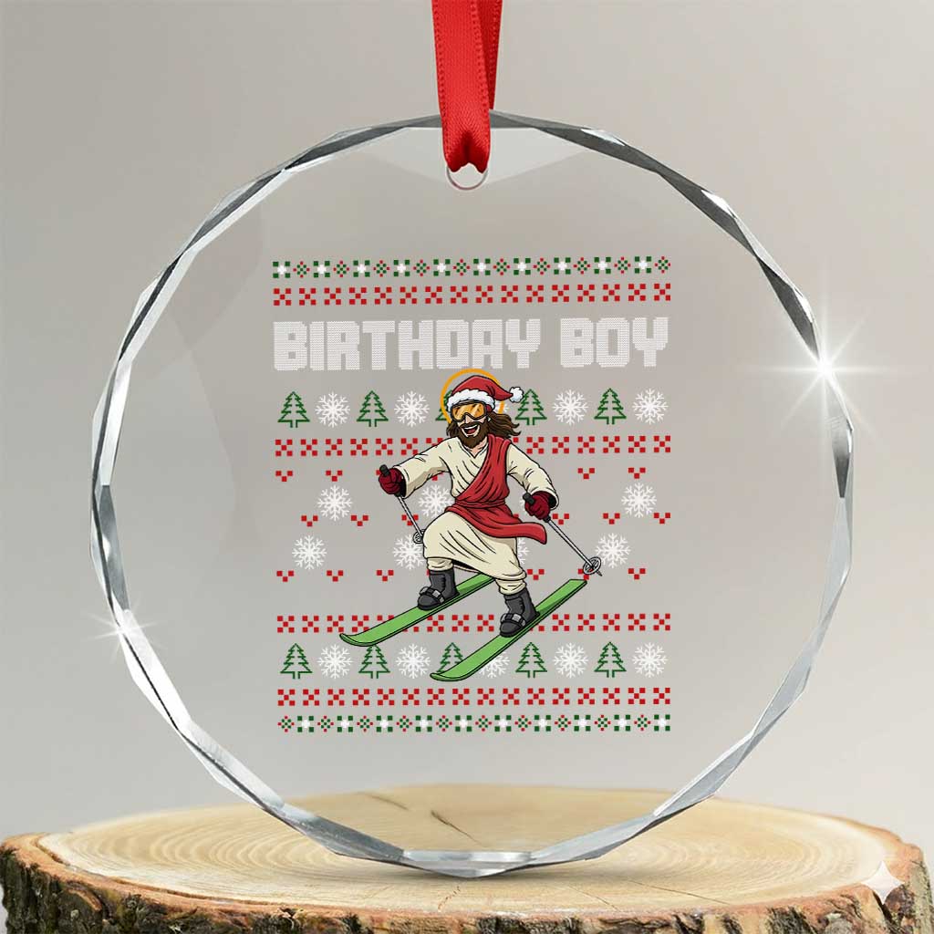 Jesus Christmas Meme Crystal Glass Ornament Snowboard Birthday Boy Ugly Xmas TS14 Transparent Glass 3'' Circle Print Your Wear