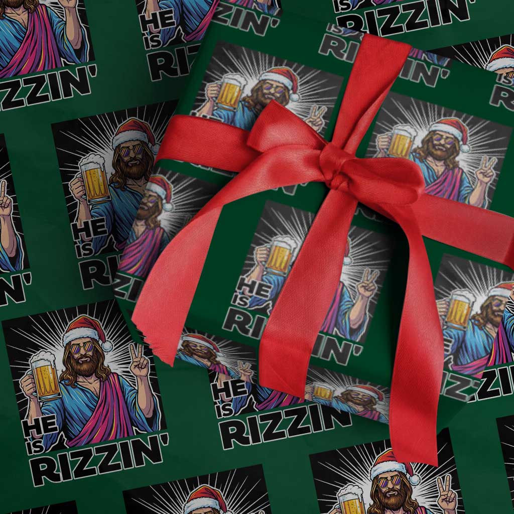 Jesus Christmas Wrapping Paper Roll Funny Drinking Beer Xmas Holiday TS14 Green Print Your Wear