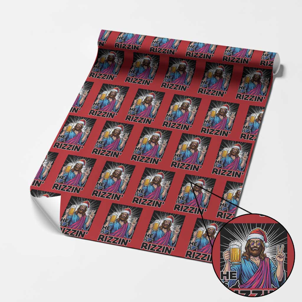 Jesus Christmas Wrapping Paper Roll Funny Drinking Beer Xmas Holiday TS14 Red Print Your Wear