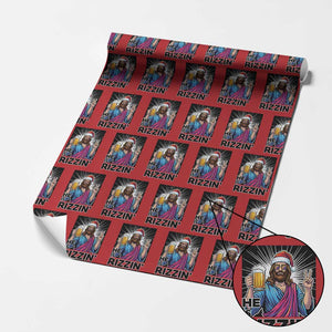 Jesus Christmas Wrapping Paper Roll Funny Drinking Beer Xmas Holiday TS14 Red Print Your Wear