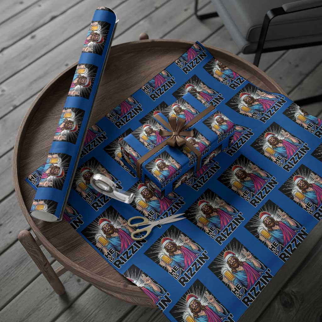 Jesus Christmas Wrapping Paper Roll Funny Drinking Beer Xmas Holiday TS14 Blue Print Your Wear