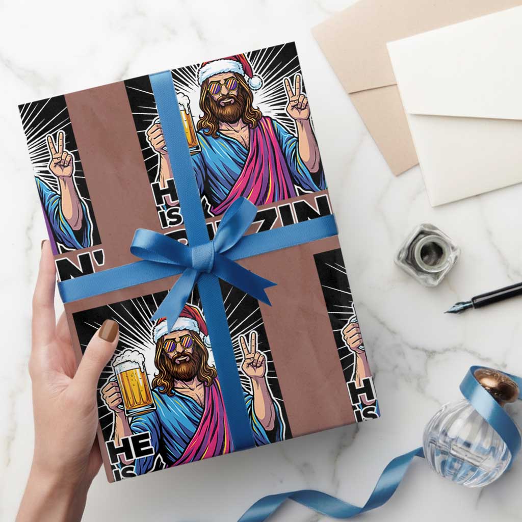 Jesus Christmas Wrapping Paper Roll Funny Drinking Beer Xmas Holiday TS14 Mocha Print Your Wear
