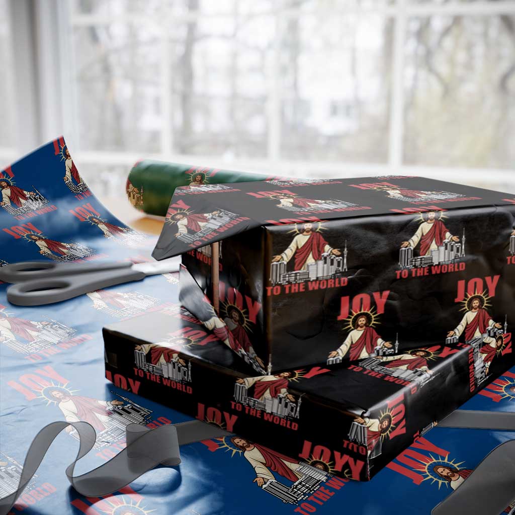 Jesus Christmas Wrapping Paper Roll Joy To The World Christian TS14 Black Print Your Wear