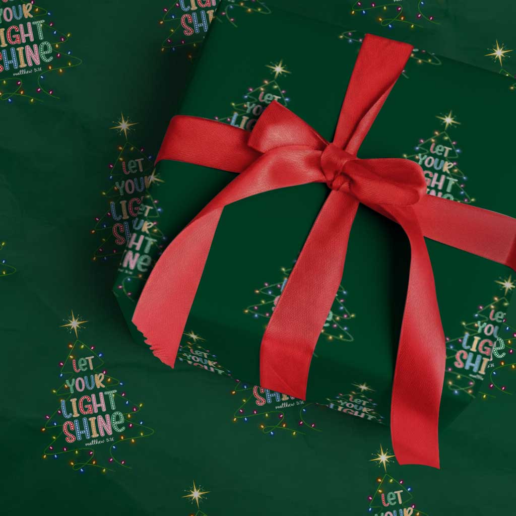 Jesus Christmas Wrapping Paper Roll Let Your Light Shine Matthew 5:16 TS14 Green Print Your Wear