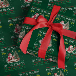 Jesus Christmas Wrapping Paper Roll Santa With Jesus Baby Reason Xmas TS14 Green Print Your Wear
