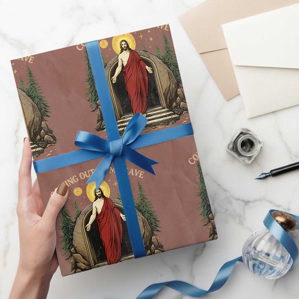 Jesus Coming Out Of My Cave And I Have Been Doing Just Fine Wrapping Paper Roll Funny Christian Easter TS11 Mocha Print Your Wear