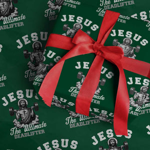Jesus Deadlifting Wrapping Paper Roll The Ultimate Deadlifter Christian TS10 Green Print Your Wear